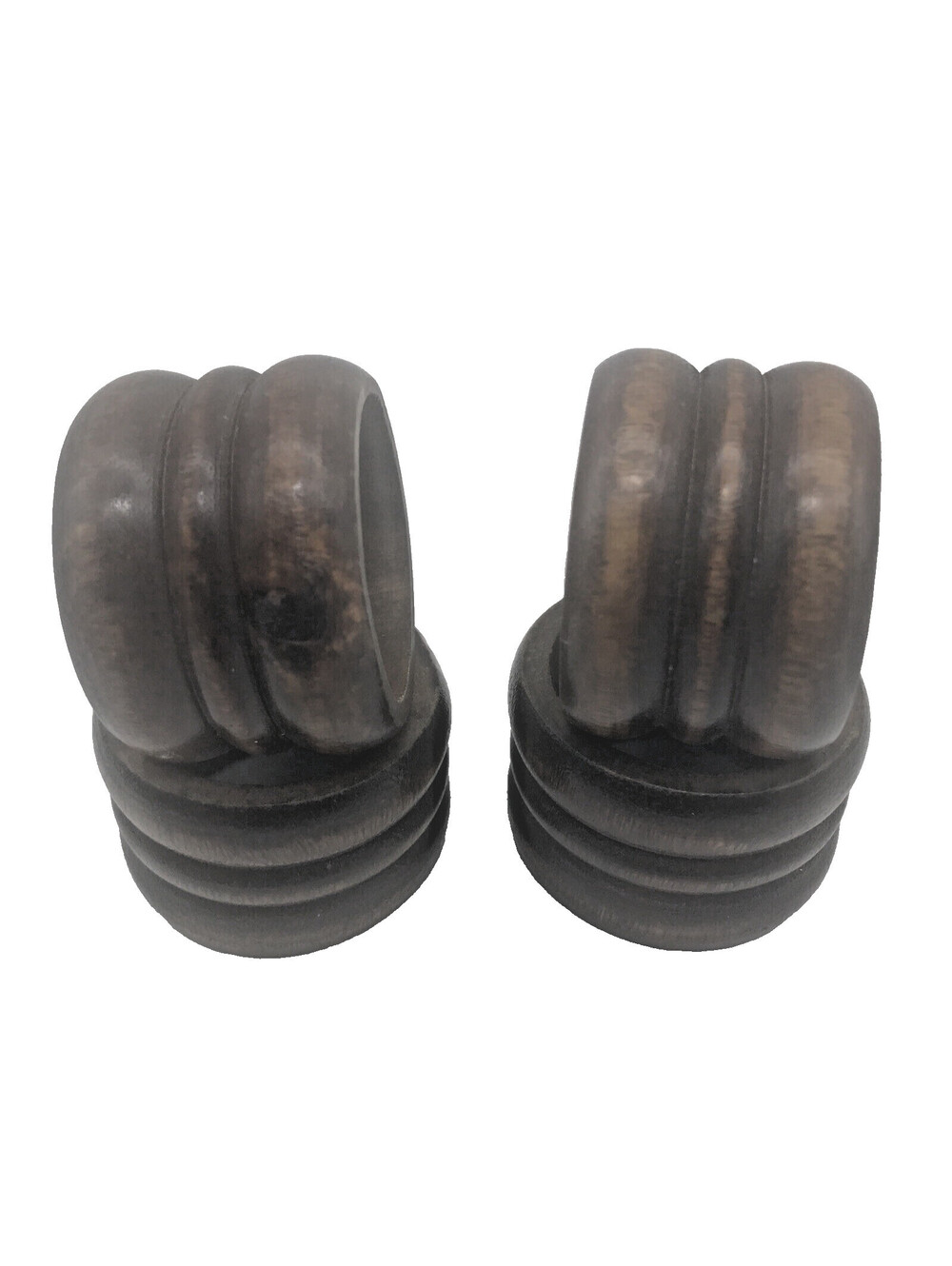 Vintage Carved Wooden Napkin Rings Holders Set Of 4 Ribbed Wood
